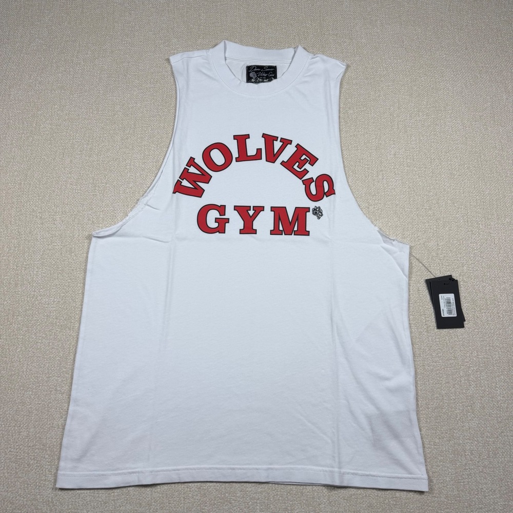 Darc Sport Wolves Gym Vintage Tommy Muscle Tee White Red Mens Medium